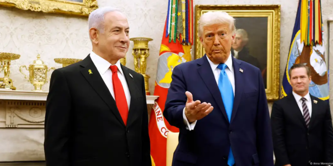 El presidente Donald Trump ofreció una rueda de prensa junto al primer ministro israelí, Benjamín Netanyahu