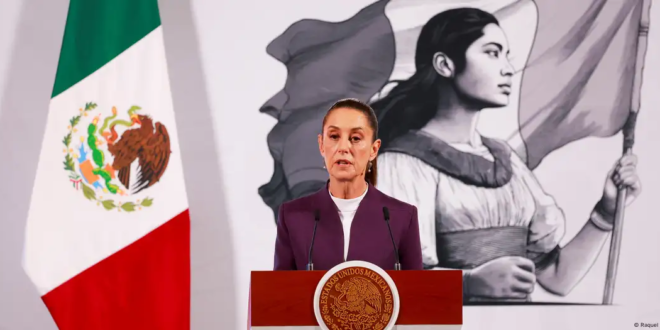 Claudia Sheinbaum anuncia represalias a EE.UU., en conferencia de prensa.